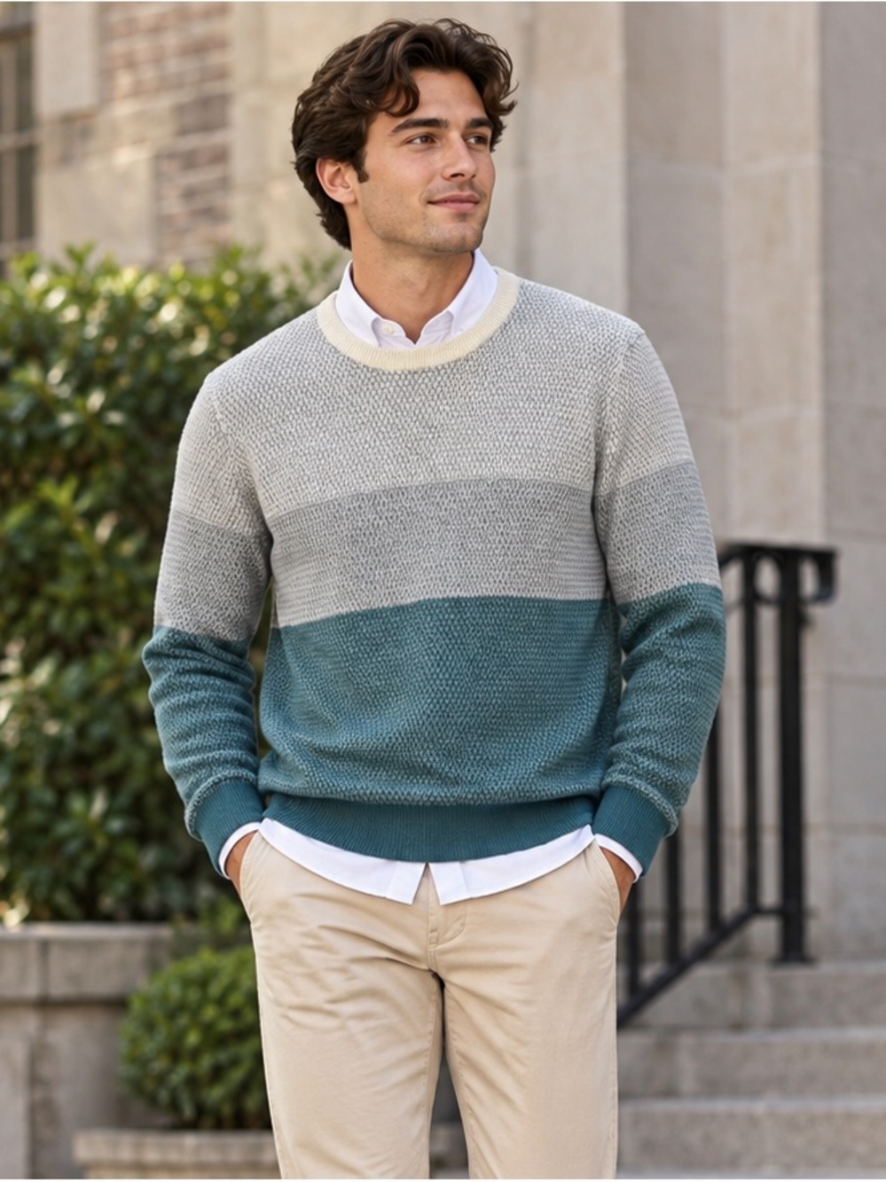 Tasso Elba Supima Cotton Colour Block Sweater Men’s M | Coastal Preppy